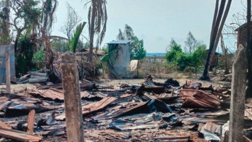 TOPSHOT - This photo taken on May 21, 2024 shows a destroyed house and burned trees following ... TOPSHOT - This photo taken on May 21, 2024 shows a destroyed house and burned trees following ...