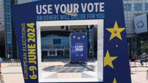 epa11395070 Placards are set up in front European Parliament from where the broadcast of the results ... epa11395070 Placards are set up in front European Parliament from where the broadcast of the results ...