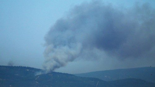 epa11388527 Smoke rises as a result of UAV interceptions over the upper Galilee, near Kiryat Shmona, ... epa11388527 Smoke rises as a result of UAV interceptions over the upper Galilee, near Kiryat Shmona, ...