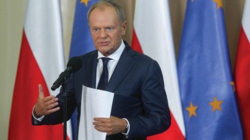 epa11402445 Polish Prime Minister Donald Tusk attends a press conference in Bialystok, north-eastern ... epa11402445 Polish Prime Minister Donald Tusk attends a press conference in Bialystok, north-eastern ...
