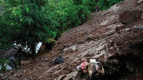 View of a house collapsed by a landslide in Tacuba, El Salvador, taken on June 17, 2024. Thirteen ... View of a house collapsed by a landslide in Tacuba, El Salvador, taken on June 17, 2024. Thirteen ...