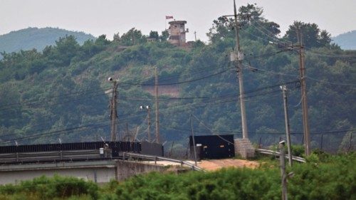 A North Korean guard post (top) on the North side of the Demilitarised Zone (DMZ) dividing the two ... A North Korean guard post (top) on the North side of the Demilitarised Zone (DMZ) dividing the two ...