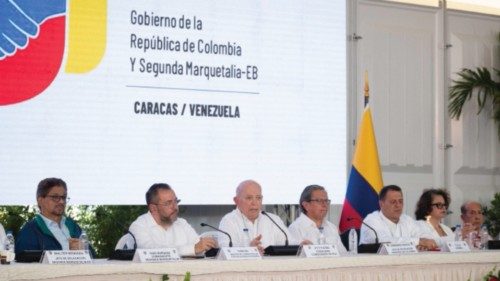 epa11435074 The peace commissioner of the Government of Colombia, Otty Patino (3-L), speaks at the ... epa11435074 The peace commissioner of the Government of Colombia, Otty Patino (3-L), speaks at the ...