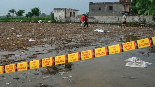 A police cordon is displayed at the site of a stampede during a Hindu religious gathering in Hathras ... A police cordon is displayed at the site of a stampede during a Hindu religious gathering in Hathras ...