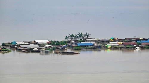 A settlement is partially submerged in flood at Gasbari village of Darrang district in India's ... A settlement is partially submerged in flood at Gasbari village of Darrang district in India's ...