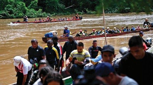 Migrants arrive at the Reception Center for Migrant Care in Lajas Blancas, in the jungle province of ... Migrants arrive at the Reception Center for Migrant Care in Lajas Blancas, in the jungle province of ...
