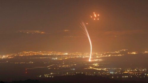 Rockets fired from southern Lebanon are intercepted by Israel's Iron Dome air defence system over ... Rockets fired from southern Lebanon are intercepted by Israel's Iron Dome air defence system over ...