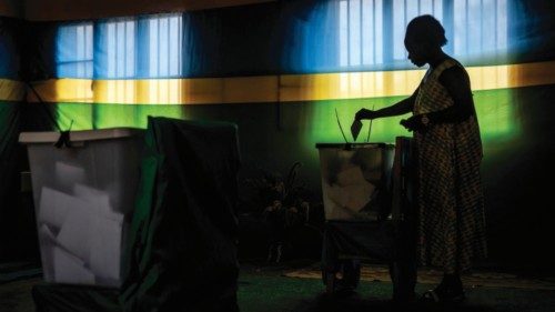 TOPSHOT - A woman casts her ballot during the 2024 Rwandan general elections at a polling station in ...