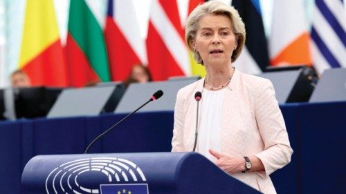 EU Commission president nominee Ursula von der Leyen delivers a speech during her statement for her ... EU Commission president nominee Ursula von der Leyen delivers a speech during her statement for her ...