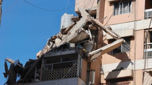 This pictured shows the aftermath of an Israeli military strike on a building in Beirut's southern ... This pictured shows the aftermath of an Israeli military strike on a building in Beirut's southern ...