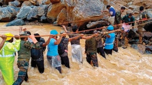 In this handout photograph taken on July 31, 2024 and released by the Indian Army, security and ... In this handout photograph taken on July 31, 2024 and released by the Indian Army, security and ...