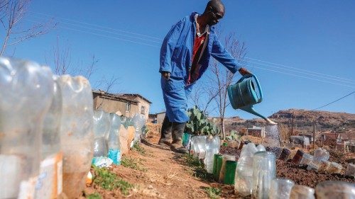 Arabang Polanka (59), a subsistence farmer, waters his vegetable garden at his home in Lipelaneng, ... Arabang Polanka (59), a subsistence farmer, waters his vegetable garden at his home in Lipelaneng, ...