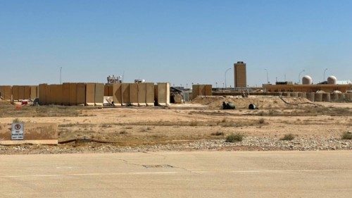 (FILES) This picture taken on July 8, 2021 shows a view of the Ain al-Assad air base hosting US ... (FILES) This picture taken on July 8, 2021 shows a view of the Ain al-Assad air base hosting US ...