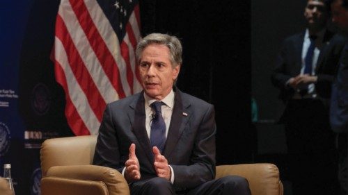 U.S. Secretary of State Antony Blinken speaks during a fireside chat on Advancing Security and ... U.S. Secretary of State Antony Blinken speaks during a fireside chat on Advancing Security and ...