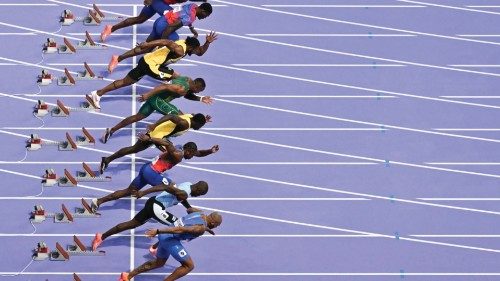 Italy's Lamont Marcell Jacobs, Botswana's Letsile Tebogo, US' Noah Lyles, Jamaica's Oblique Seville, ...