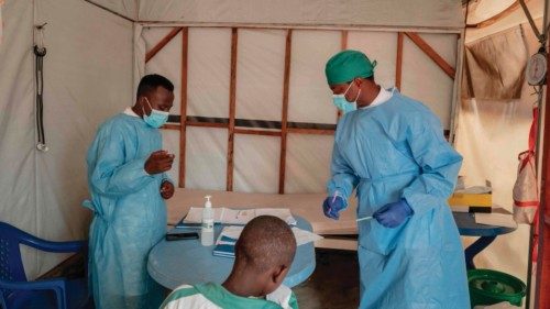 Health workers collect samples for testing at the Mpox treatment centre at Nyiragongo General ... Health workers collect samples for testing at the Mpox treatment centre at Nyiragongo General ...