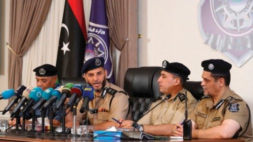 Emad Trabelsi (2nd-L), Interior Minister in Libya's Government of National Unity (GNU), gives a ... Emad Trabelsi (2nd-L), Interior Minister in Libya's Government of National Unity (GNU), gives a ...