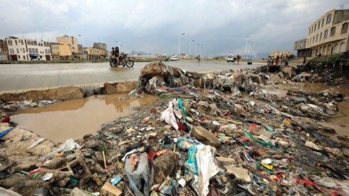 epa11569169 A view of a flooded stream littered with waste caused by heavy rains, in Sana'a, Yemen, ... epa11569169 A view of a flooded stream littered with waste caused by heavy rains, in Sana'a, Yemen, ...