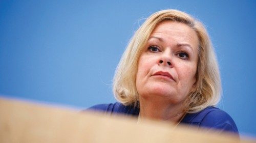 epa11586242 German Interior Minister Nancy Faeser looks on during a press conference at the federal ... epa11586242 German Interior Minister Nancy Faeser looks on during a press conference at the federal ...