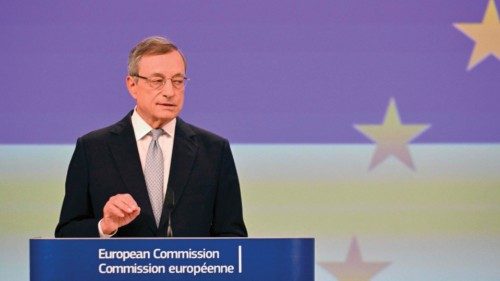 Italian former prime minister and economist Mario Draghi speaks during a press conference about the ... Italian former prime minister and economist Mario Draghi speaks during a press conference about the ...