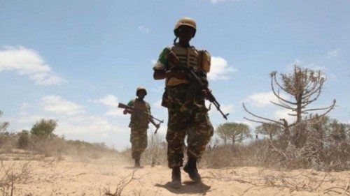 Soldiers belonging to the Burundian contingent of the African Union Mission in Somalia march on the ...