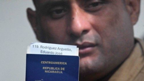 (FILES) A released Nicaraguan political prisoner shows his passport upon arrival at the Air Force ... (FILES) A released Nicaraguan political prisoner shows his passport upon arrival at the Air Force ...