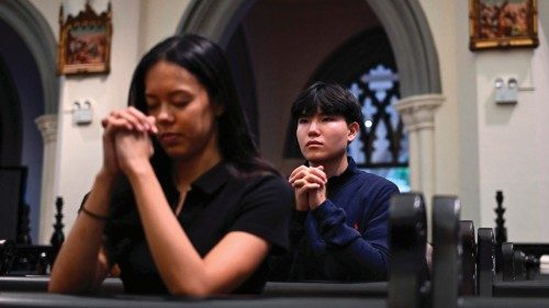 Singaporean Catholics pray during mass at St. Joseph's Church in Singapore on September 10, 2024, ... Singaporean Catholics pray during mass at St. Joseph's Church in Singapore on September 10, 2024, ...