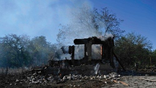 This photograph shows a smoke emanating from a fire on a destroyed house in the city of Pokrovsk, in ... This photograph shows a smoke emanating from a fire on a destroyed house in the city of Pokrovsk, in ...