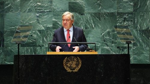 NEW YORK, NEW YORK - SEPTEMBER 24: António Guterres, Secretary-General of the United Nations, speaks ...
