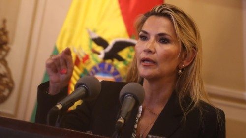 epa07993797 The Interim President of Bolivia Jeanine Anez speaks during a press conference at the ... epa07993797 The Interim President of Bolivia Jeanine Anez speaks during a press conference at the ...