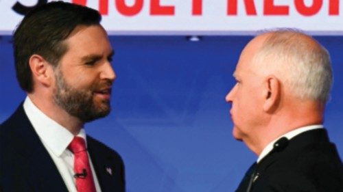 TOPSHOT - US Senator and Republican vice presidential candidate J.D. Vance (L) and Minnesota ... TOPSHOT - US Senator and Republican vice presidential candidate J.D. Vance (L) and Minnesota ...