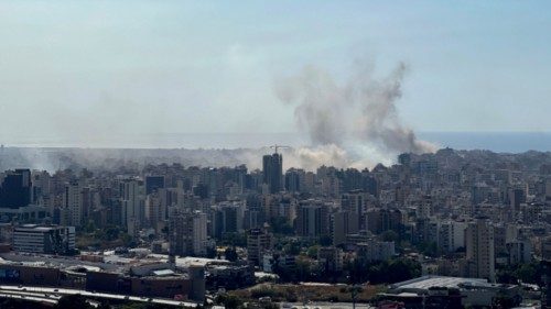 Smoke rises over Beirut's southern suburbs after a strike, amid the ongoing hostilities between ... Smoke rises over Beirut's southern suburbs after a strike, amid the ongoing hostilities between ...