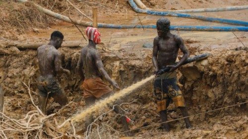 Illegal artisanal miners search for gold in the excavated pits at the Prestea-Huni Valley Municipal ... Illegal artisanal miners search for gold in the excavated pits at the Prestea-Huni Valley Municipal ...