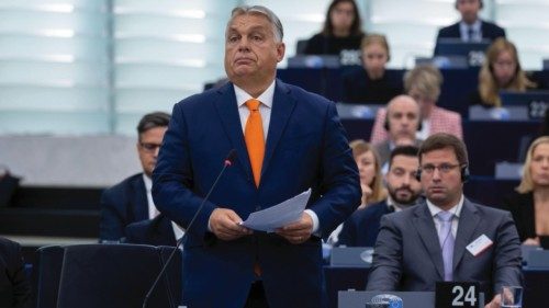 epa11650550 Hungarian Prime Minister Viktor Orban speaks during a plenary session for the ... epa11650550 Hungarian Prime Minister Viktor Orban speaks during a plenary session for the ...