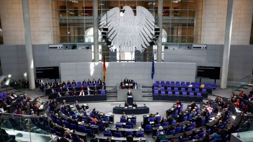 A general view as German Chancellor Olaf Scholz speaks during a session of the lower house of ... A general view as German Chancellor Olaf Scholz speaks during a session of the lower house of ...