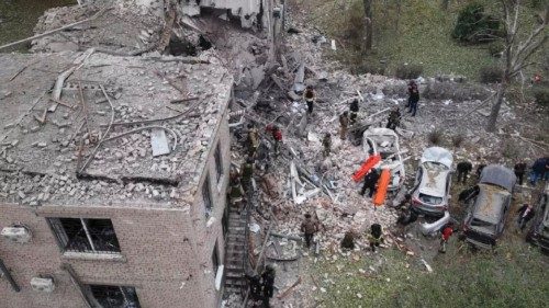 This handout of an aerial photograph taken and released by the Ukrainian Emergency Service on ... This handout of an aerial photograph taken and released by the Ukrainian Emergency Service on ...