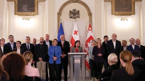 In this handout picture taken and released by the Georgian presidential press service on October 27, ... In this handout picture taken and released by the Georgian presidential press service on October 27, ...