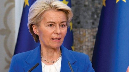 European Commission President Ursula Von der Leyen speaks during a press conference after a ... European Commission President Ursula Von der Leyen speaks during a press conference after a ...