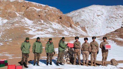 Indian and Chinese army greet each other along the Line of Actual Control (LAC) near Karakoram pass ... Indian and Chinese army greet each other along the Line of Actual Control (LAC) near Karakoram pass ...