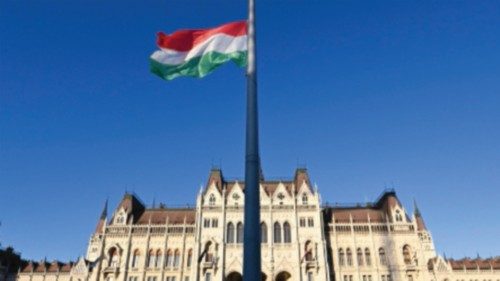 epa11700543 The Hungarian flag flies at half mast during a national day of mourning observed to mark ... epa11700543 The Hungarian flag flies at half mast during a national day of mourning observed to mark ...