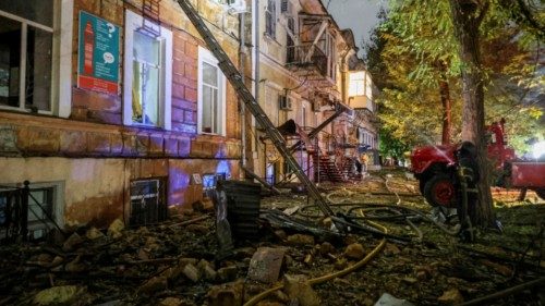 A firefighter works at a site of an apartment building damaged during Russian missile and drone ... A firefighter works at a site of an apartment building damaged during Russian missile and drone ...
