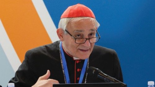 Italian Cardinal Matteo Zuppi speaks during the opening of the First Synodal Assembly of the ... Italian Cardinal Matteo Zuppi speaks during the opening of the First Synodal Assembly of the ...