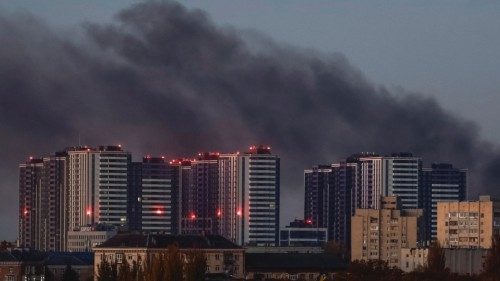 Smoke rises in the sky over the city after a Russian drone strike, amid Russia's attack on Ukraine, ... Smoke rises in the sky over the city after a Russian drone strike, amid Russia's attack on Ukraine, ...