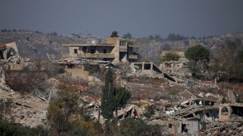 Buildings lie in ruin in Lebanon, near the Israel-Lebanon border, following the ceasefire between ... Buildings lie in ruin in Lebanon, near the Israel-Lebanon border, following the ceasefire between ...