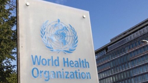 FILE PHOTO: The World Health Organisation (WHO) logo is seen near its headquarters in Geneva, ...