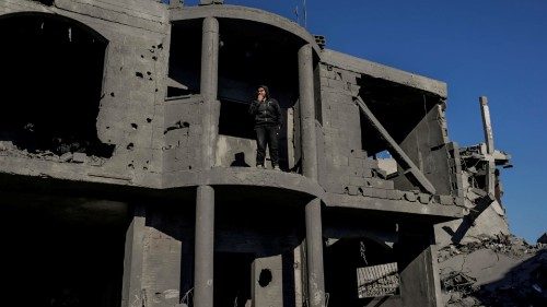 epa11803412 A Palestinian inspects the destroyed house of his family following an Israeli air strike ... epa11803412 A Palestinian inspects the destroyed house of his family following an Israeli air strike ...