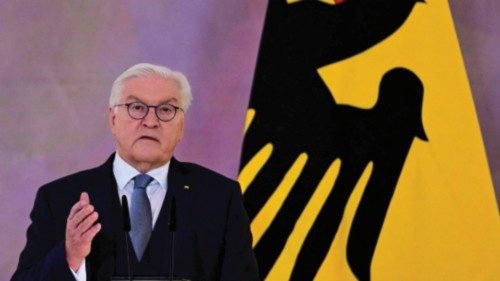 German President Frank-Walter Steinmeier delivers a speech on his decision to dissolve the ... German President Frank-Walter Steinmeier delivers a speech on his decision to dissolve the ...