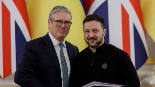 British Prime Minister Keir Starmer and Ukraine's President Volodymyr Zelenskiy shake hands after a ... British Prime Minister Keir Starmer and Ukraine's President Volodymyr Zelenskiy shake hands after a ...