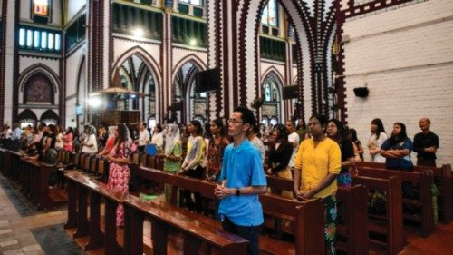 Myanmar?s Catholics pray for the health of Pope Francis at St. Mary's Cathedral in Yangon on March ... Myanmar?s Catholics pray for the health of Pope Francis at St. Mary's Cathedral in Yangon on March ...
