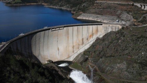 epa11958183 View of the El Atazar dam as water is discharged from the reservoir after the heavy ...